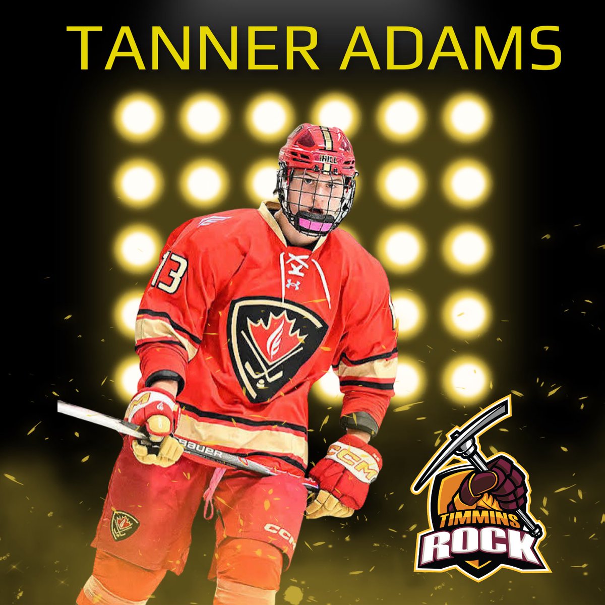 TimminsRock's tweet photo. 🚨🏒 LOCAL STAR ALERT! 🔥

Self Porcupine’s own Tanner Adams will be in the lineup tonight for the Timmins Rock vs. the Kirkland Lake Gold Miners!

Projected Top 5 OHL Draft Pick — can’t wait to see what he brings in the Rock jersey tonight! ⭐️🚀

#TimminsRock #NOJHL #OHLDraft https://t.co/fPOBSRFQgT