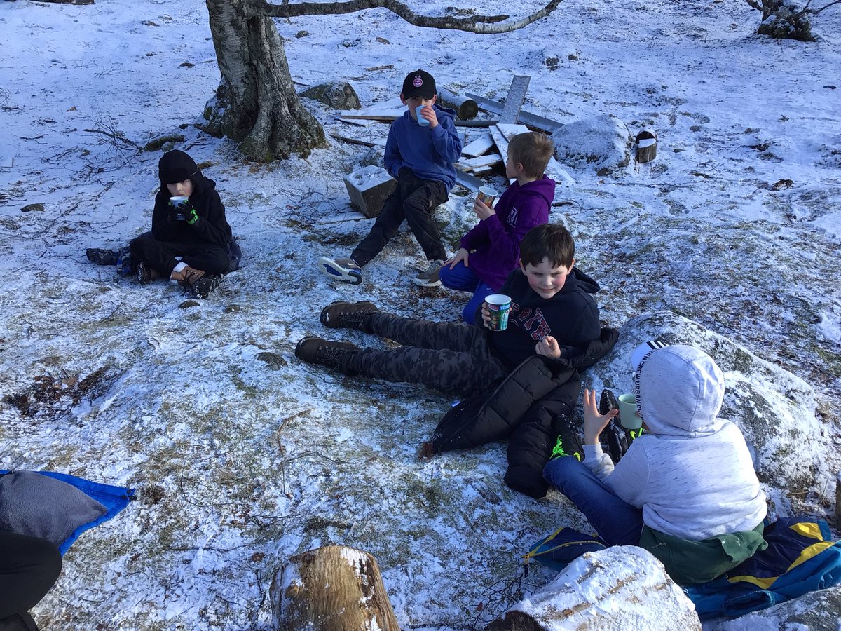 Hot Chocolate Friday. We boiled the water in the Kelly Kettle first. One of the pupils made the hot chocolate for us.