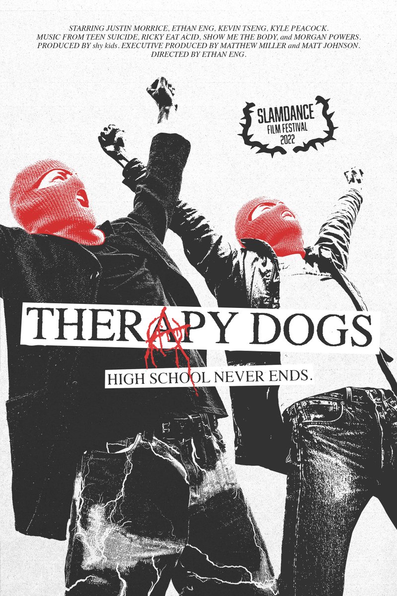 Chalutzie's tweet photo. If you like Matt Johnson's movies, you should definitely check out Ethan Eng's "Therapy Dogs" (2022), which Johnson actually exec. produced. It's most similar to "The Dirties" in terms of style and theme. Ethan is also in NTBTSTM and BlackBerry. https://t.co/tpzHhy4s3V