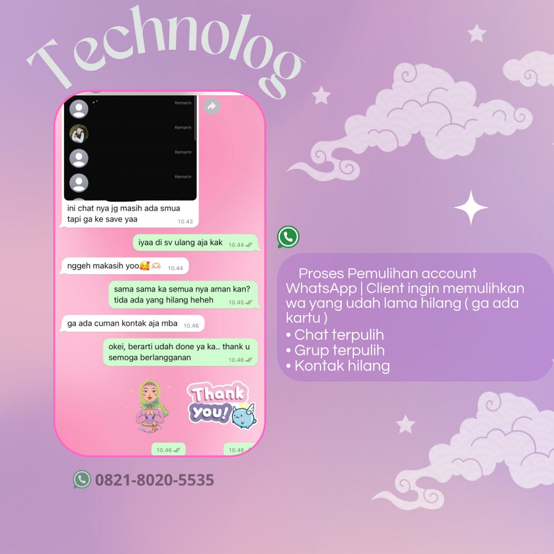 liseutte's tweet image. JASA PEMULIHAN AKUN \ UNSUS UNSUSPEND &amp;amp; HAPUS AKUN SOSMED

✅ LUPA PASWORD/KE HACK
✅ JASA SADAP WA/ LACAK LOKASI
✅ JASA HAPUS AKUN
✅ JASA HACK/PULIHKAN AKUN EMAIL,GMAIL,INSTAGRAM,TWITER, FB,TIKTOK,ALL SOSMED

fast respon, trusted
wa.me/+6282180205535