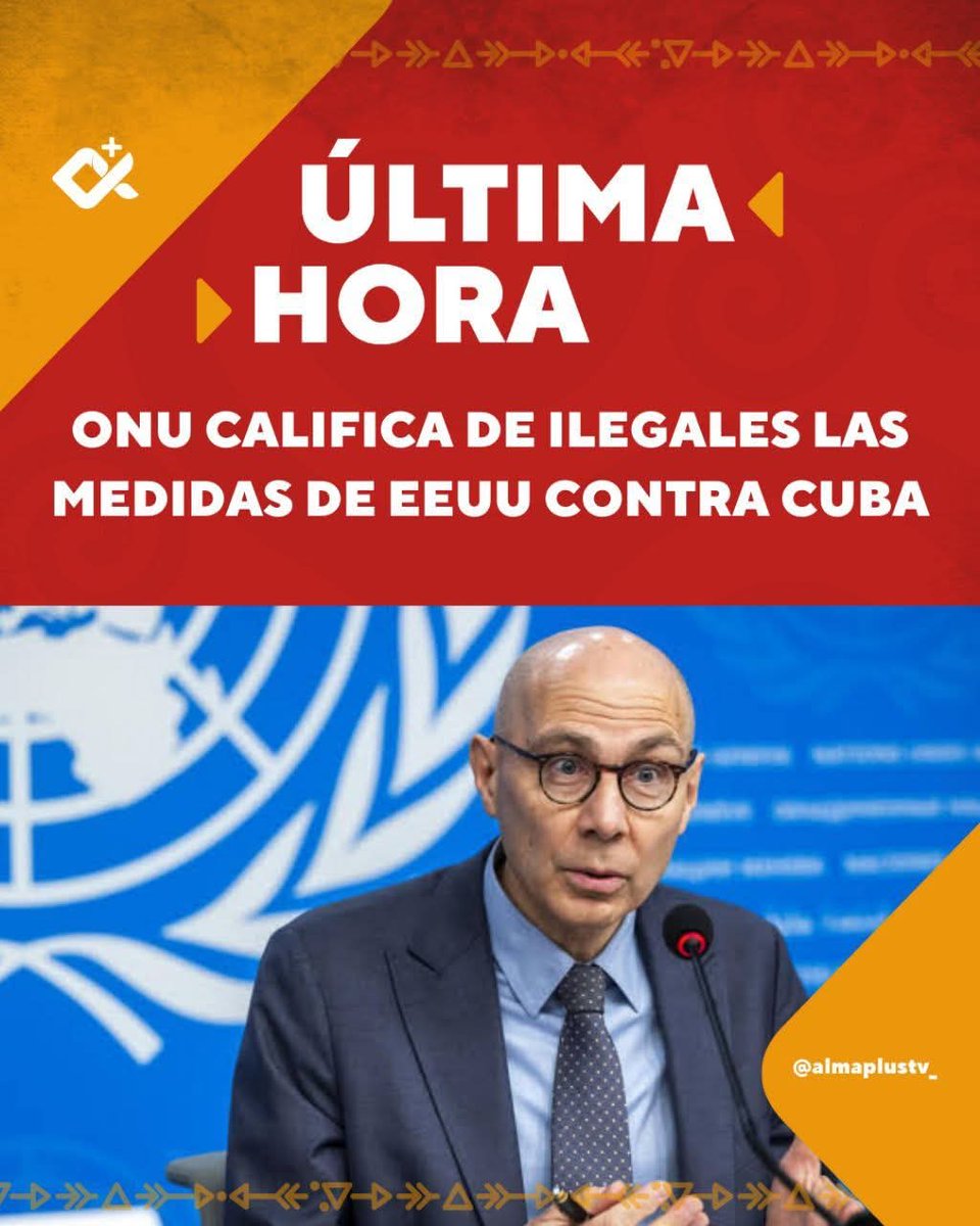 🇨🇺El Alto Comisionado de las Naciones Unidas para los Derechos Humanos, Volker Türk, denunció que las medidas impuestas por EE.UUU contra Cuba son ilegales y ponen en grave peligro el acceso de la población a los servicios básicos esenciales en la isla.
#CubaNoEstáSola