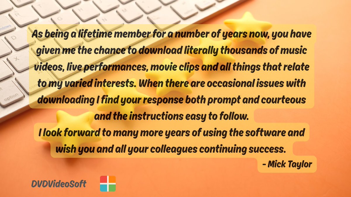 DVDVideoSoft's tweet photo. Big thank you for the 5⭐️ feedback! We really appreciate the support ❤️
For our Mac users - we’re working on a fix and it’ll be ready soon. Thanks for your patience!
#DVDVideoSoft #downloader #CustomerExperience #CustomerReview https://t.co/tVi2H1bjEa