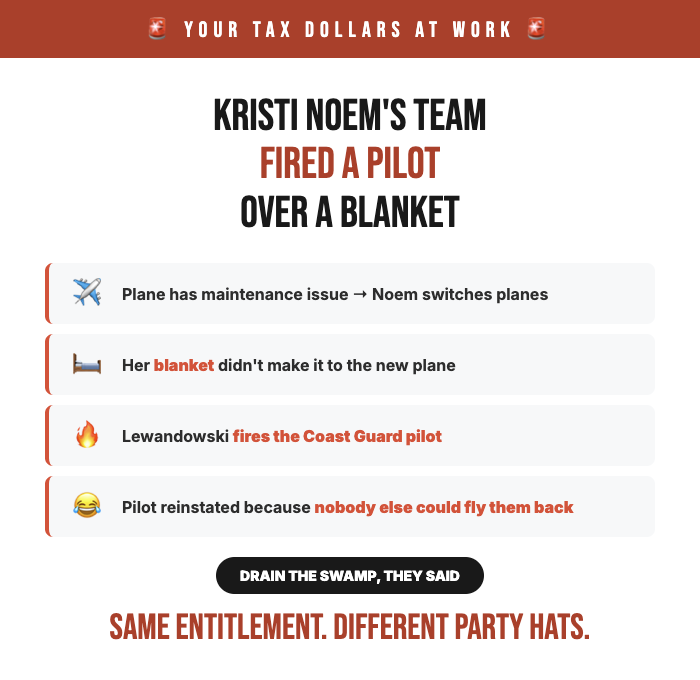 <a href="/RonFilipkowski/">Ron Filipkowski</a> His title is "guy who's dating the boss."

His job is making sure the blanket makes the flight.

His official position is "unaccountable."

Drain the swamp, they said.