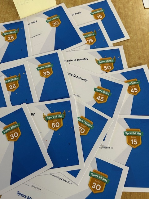 So many Sparx certificates to award this week- fantastic achievement !