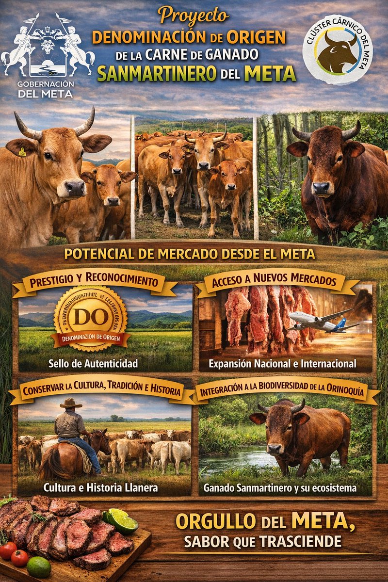 GanadoCriolloCo's tweet photo. Proyecto Denominación de origen de la carne, de calidad e inocuidad reconocidas y producida a pastoreo, del bovino criollo colombiano de raza Sanmartinero. 
https://t.co/2WIitVClx6
Mayores informes en https://t.co/RXvmYI89QS https://t.co/YsReEiYtuF