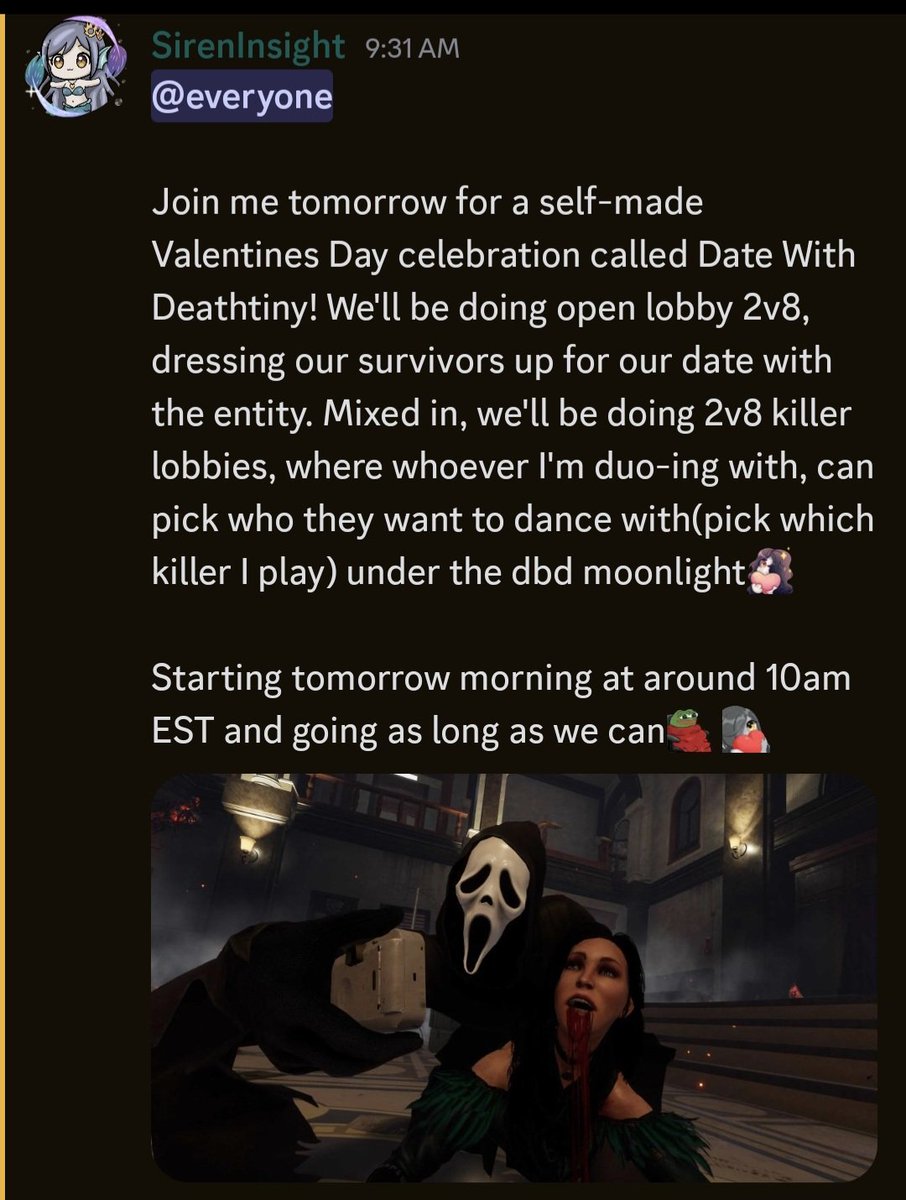 🌌✨️For those not in the Discord, join me on a Date With Deathtiny, starting tomorrow morning on stream✨️🌌
