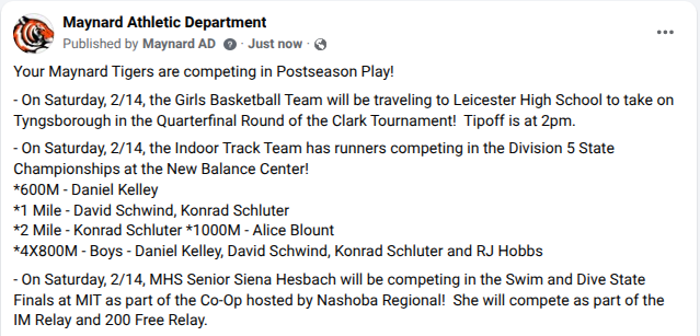 Maynard Athletic Department tweet media