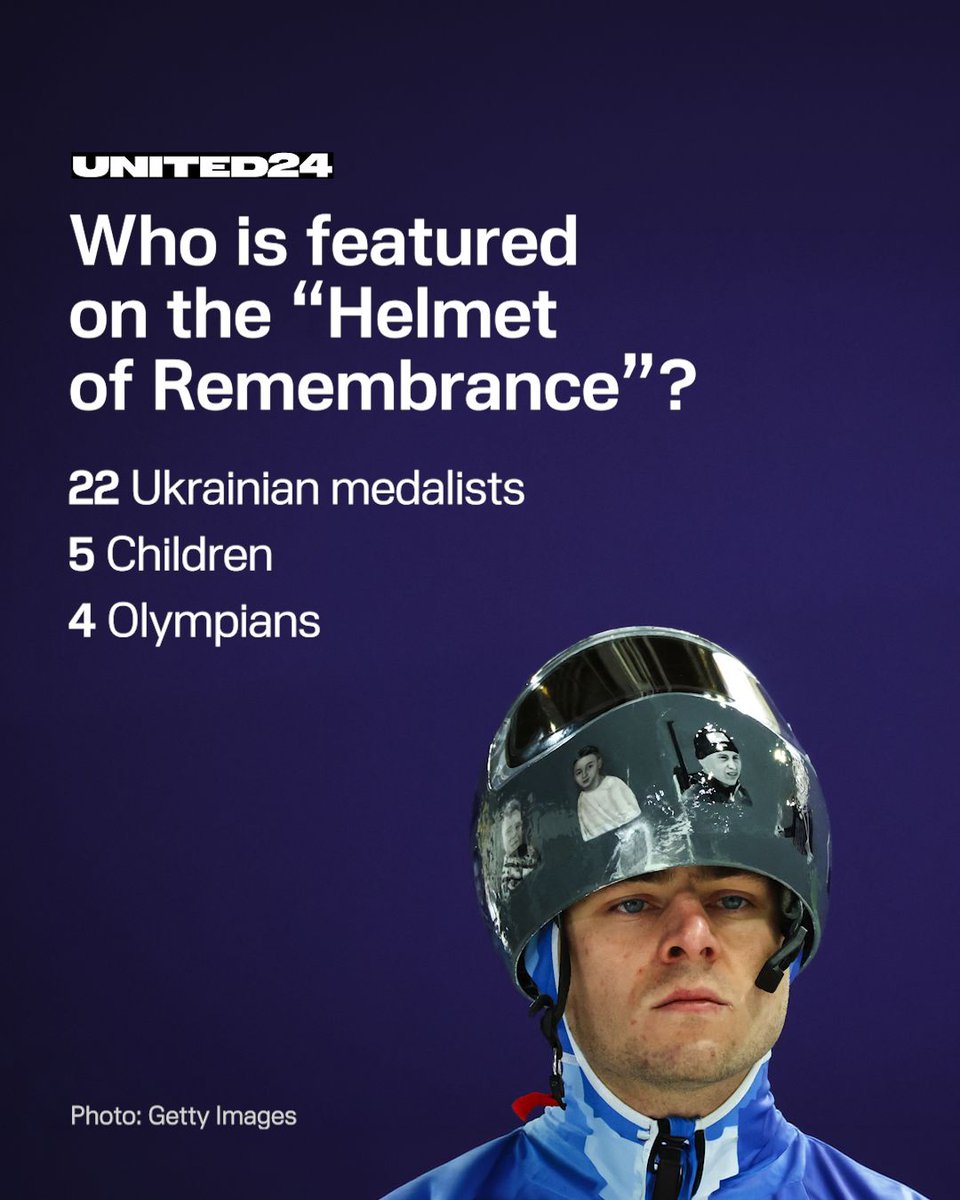 United24media's tweet photo. Medalists, Olympians, and children.

These are the names of the athletes honored in a helmet tribute by @Heraskevych. 

🧵 1/9 ⬇️ https://t.co/BFIazsgYQ8