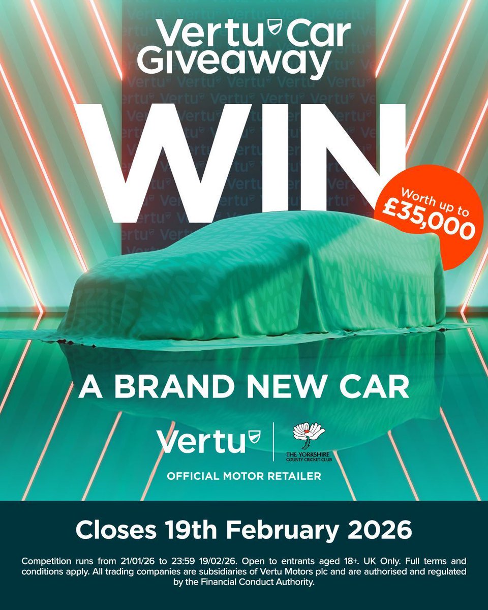YorkshireCCC's tweet image. 🚗✨WIN A NEW CAR✨🚗 

Our Official Motor Retailer @vertumotors are back with their third Vertu Car Giveaway, giving you the chance to win a 26-reg car worth up to £35,000!

Enter for free before the 19th February  &amp;gt;&amp;gt;  vertumotors.com/car-giveaway/?…

#Vertu #VertuCarGiveaway