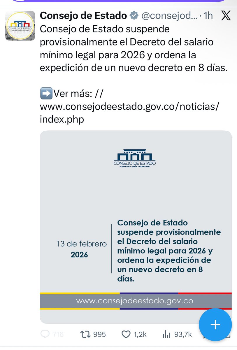 El <a href="/consejodeestado/">Consejo de Estado</a> restringió los comentarios en su publicación sobre la suspensión del aumento salario mínimo.

Quieren cercenar todos los derechos al pueblo hasta el de expresarnos.

Miserables!