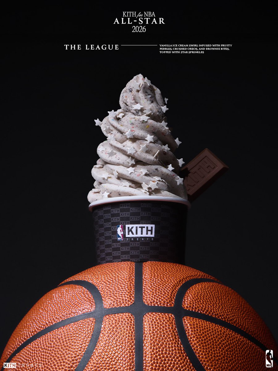 KithTreats's tweet photo. Kith Treats for NBA All-Star 2026

In celebration of the 75th NBA All-Star Game in Los Angeles and the release of the Kith for NBA All-Star 2026 collection, The League is available now at Kith Treats West Hollywood, Beverly Hills &amp; Malibu through 2/15. https://t.co/P58YsgOWbp