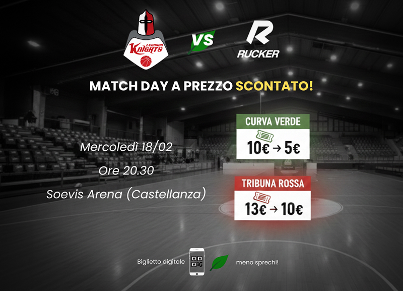 Il 18/02 sarà la Giornata Internazionale del Risparmio Energetico e i Knights danno un piccolo contributo che diventa anche un vantaggio per tutti gli appassionati.
Leggi qui sotto:

legnanobasket.it/news.aspx?id=4…