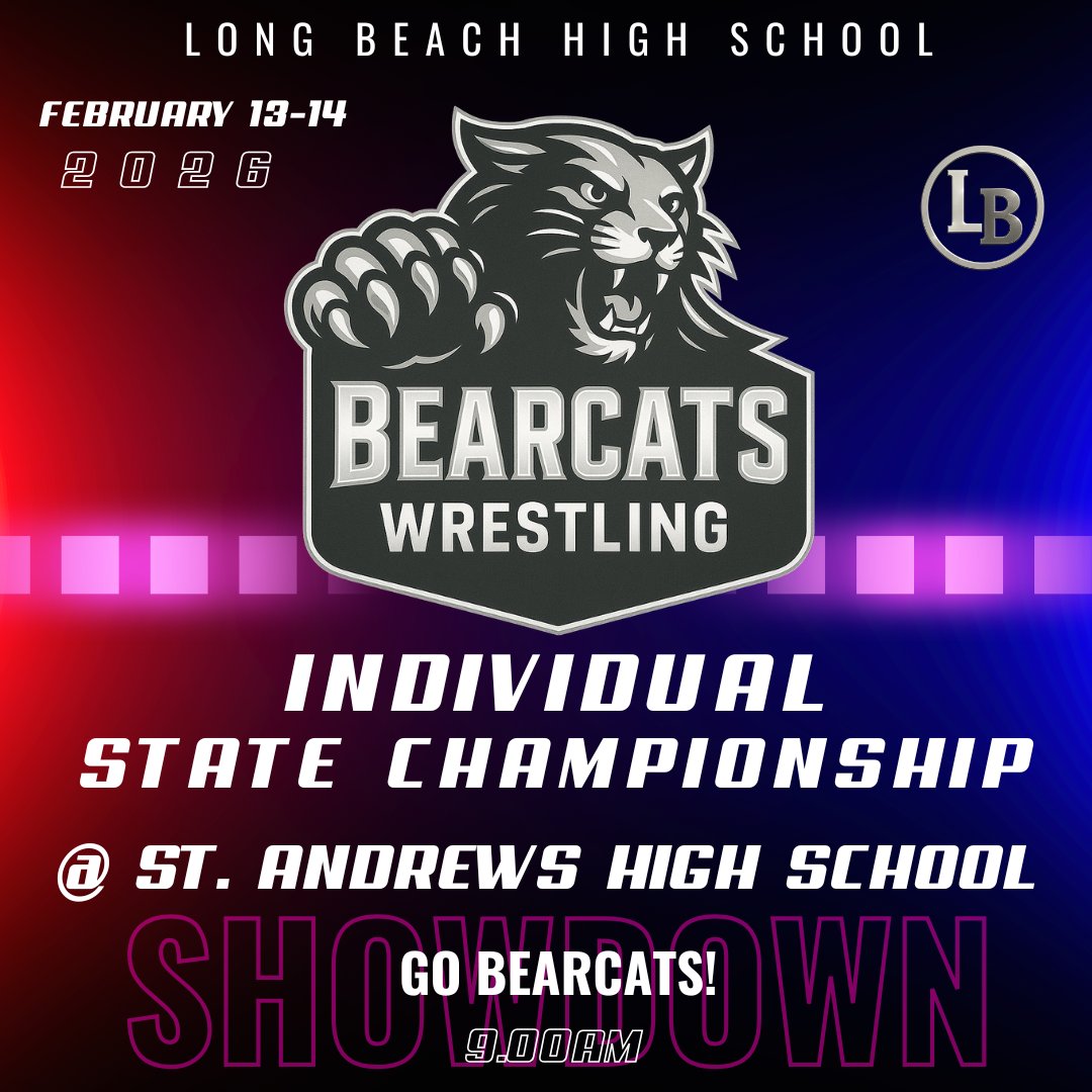 Today...
LBHS Wrestling Individual State Championship @ St. Andrews High School. Feb. 13th &amp; 14th.
LETS GO BEARCATS!
<a href="/CoastHSSports/">Gulf Coast High School Sports</a> <a href="/GazeboGazette/">Gazebo Gazette</a> <a href="/AnsleyBrentTV/">Ansley Brent</a> <a href="/Matt_DeGregorio/">Matt DeGregorio</a>