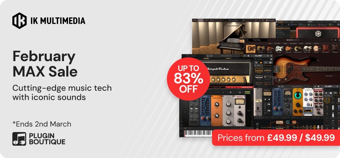 【IK Multimedia February MAX Sale】
세일 기간: 3월 2일까지
할인율: 최대 83% 할인
🎸 IK Multimedia: 전설적인 사운드를 여러분의 스튜디오로.
IK Multimedia는 혁신적인 음악 소프트웨어부터 하드웨어, 액세서리까지 다루는 세계 최고의 음악 기술 기업입니다.

유명 악기 제조사와의 공동 개발은