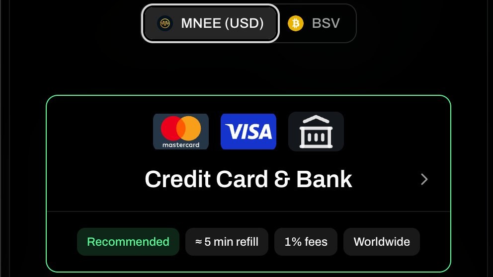 MNEE can now be purchased using Credit Card &amp; bank transfer. 

Try it on Handcash today!