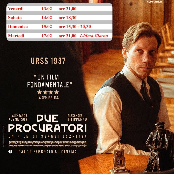 🎞️ DUE PROCURATORI di Sergei Loznitsa

👉 Il regista mette in scena il passato per ammonire sul presente
👉 Due procuratori è un potente apologo sulla manipolazione che il potere può esercitare anche sulle coscienze più vigili e più idealiste.
‼️ Film fondamentale.