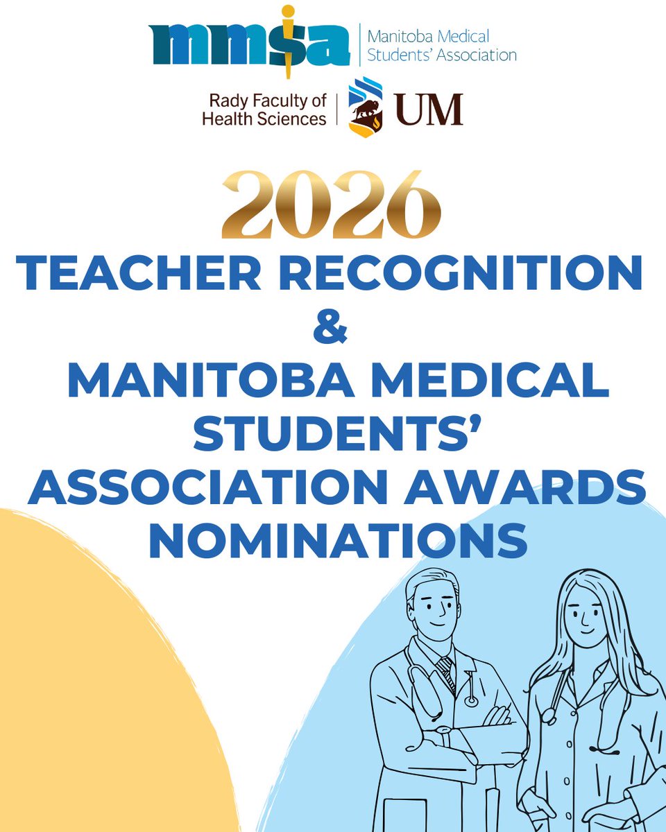 UofMPGME's tweet image. Closing out #ResidentAppreciationWeek by celebrating our resident-physicians nominated for the 2026 Teacher Recognition and MMSA Awards.

Learn more: bit.ly/4kpMXpn

#UManitoba #PGME #MedEd #Nominees #MMSA