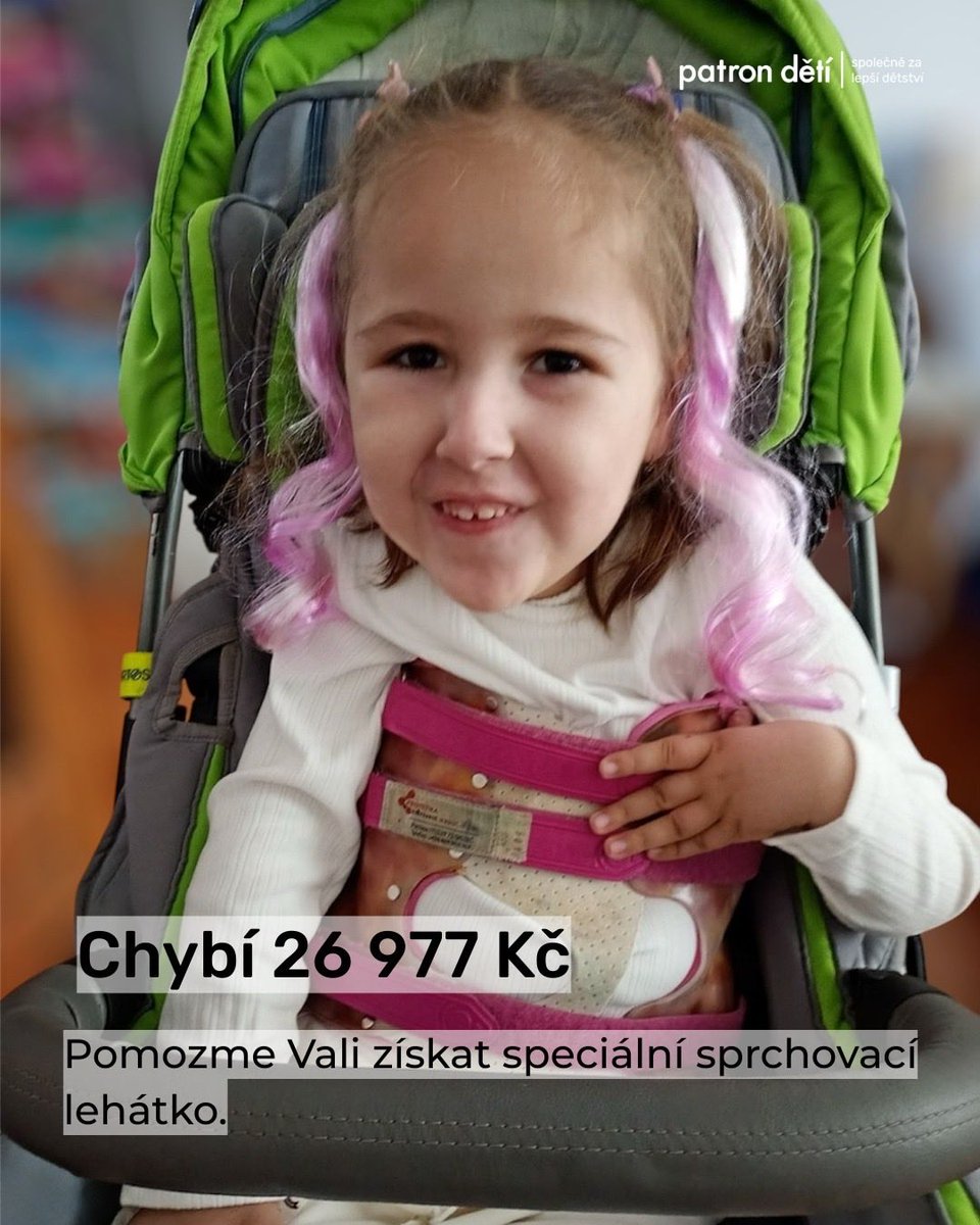Vali žije se spinální muskulární atrofií 1. typu a je plně odkázaná na péči své rodiny. Každodenní hygiena je pro ni i rodiče velmi náročná.
👉 Zapojte se a pomozte Vali zde: patrondeti.cz/pribeh/pomozme…