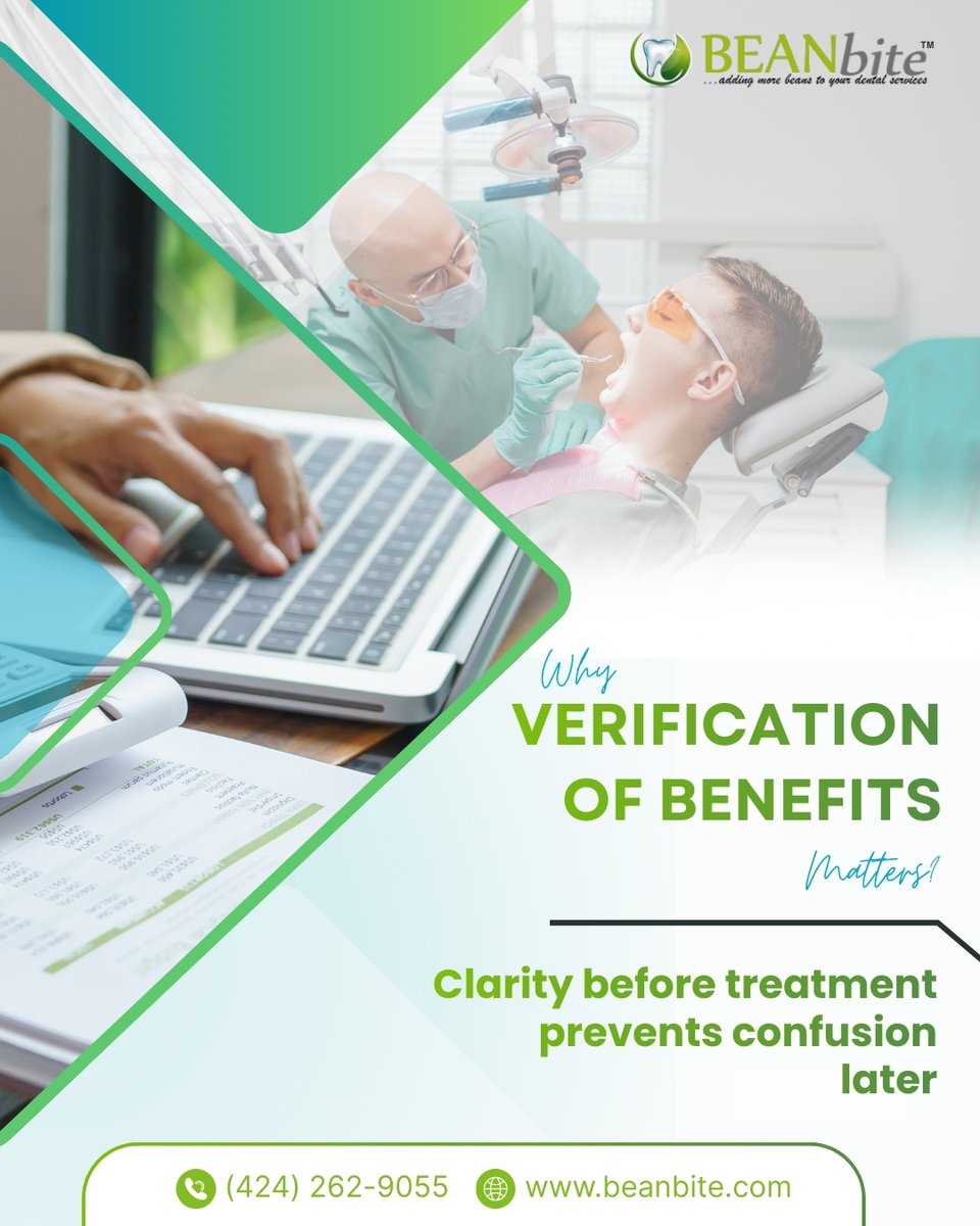 BEANbite's tweet photo. Benefit verification sets clear expectations, reduces denials, and prevents billing confusion before treatment begins.
📞 (424) 262-9055
🌐 https://t.co/Wl5mOsxIpC

#VerificationOfBenefits #DentalInsuranceVerification #BEANbite #DentalCredentialing https://t.co/mrAmLtxkS1