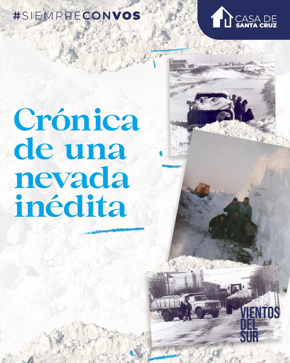 📷 El 27 de julio de 1995, la realidad
superó nuestra imaginación: en la
noche del 26 comenzó a nevar
como tantas otras veces y ningún
pronóstico anunció la magnitud de
esa nevada. 📷 
Nota completa casadesantacruz.gob.ar/revista-viento…