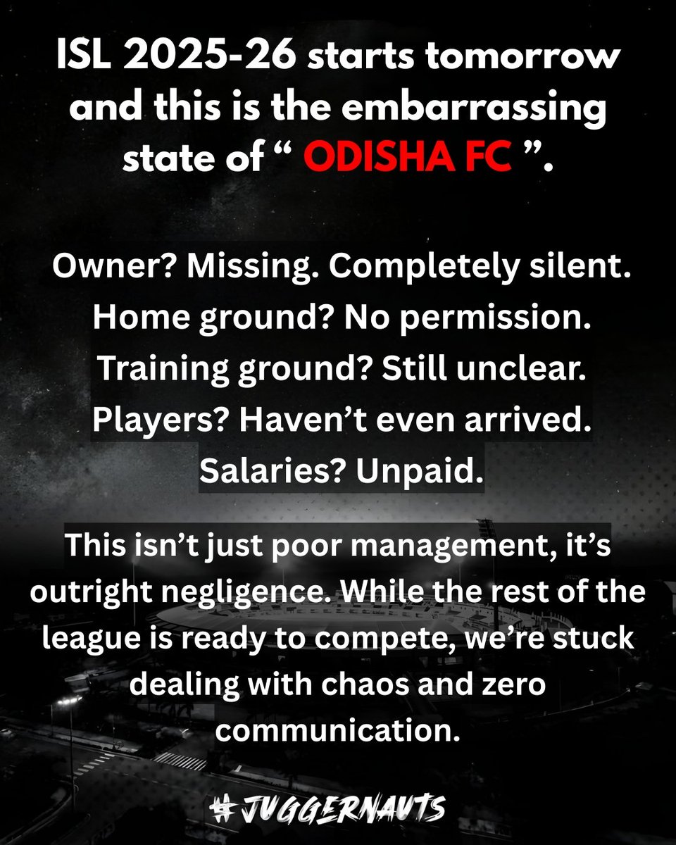 JuggernautsOFC's tweet photo. Fans don't deserve this mess.
#coyj #OdishaFC https://t.co/veYQEcZ4XC