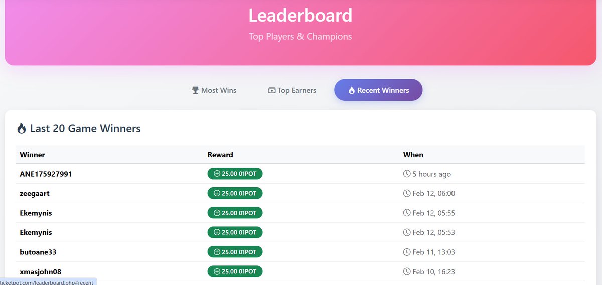 BlockTicketPot's tweet image. 10 new players already battling on the grid! 🔝

Check the leaderboard — cabins are getting destroyed, opponents are falling, and 01POT is being won.

Free to play: just create an account and start winning real 01POT rewards.

Did i mention about; 👁‍🗨

First 500 users get a