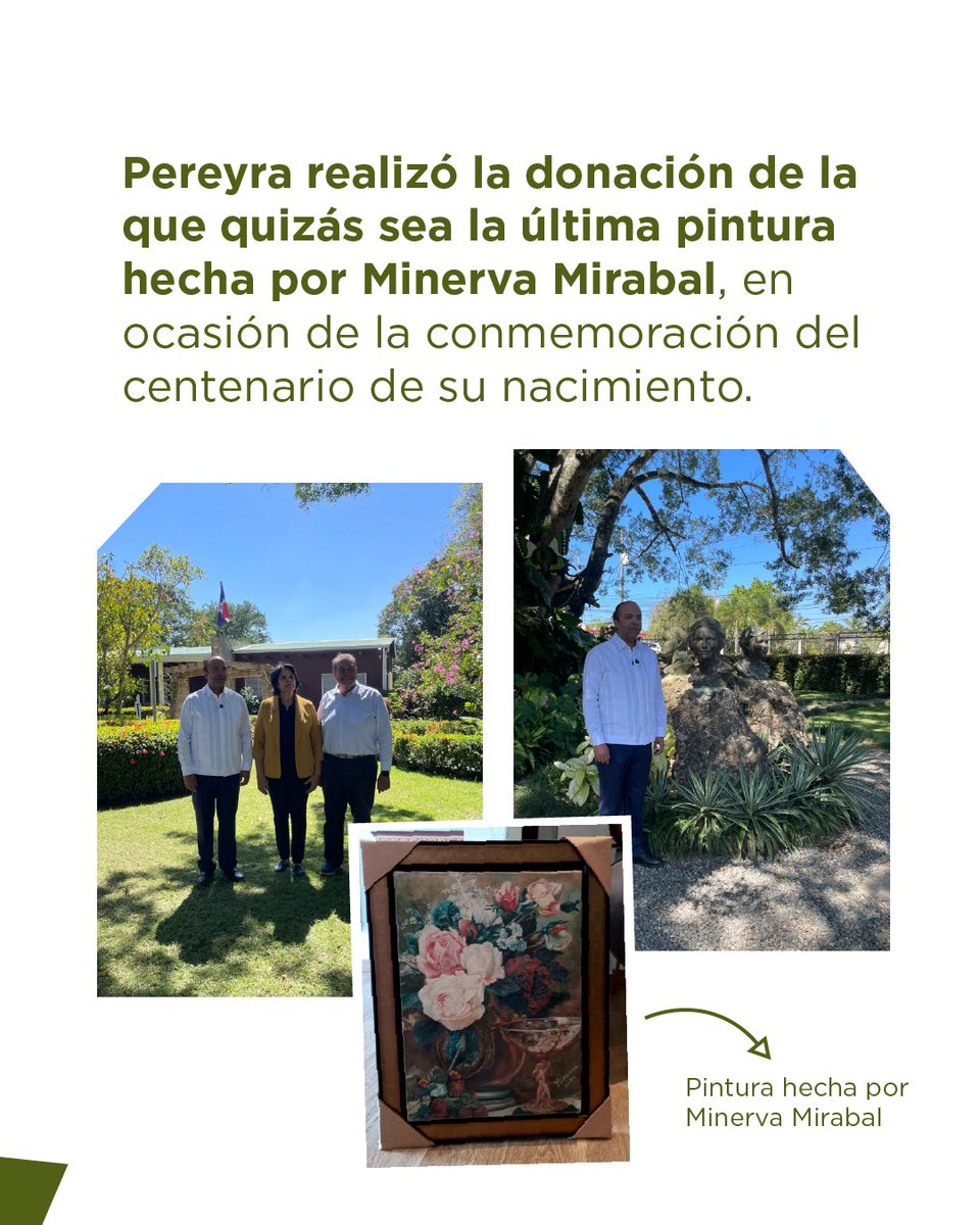 CMHM_RD's tweet photo. Recibimos la visita de @SamuelPereyraR, presidente de @Refidomsa, para hacer a la Casa Museo Hermanas Mirabal la donación de la que quizás sea la última pintura elaborada de Minerva Mirabal, esto en ocasión de la conmemoración del centenario de su nacimiento. https://t.co/FYkreR2QCf