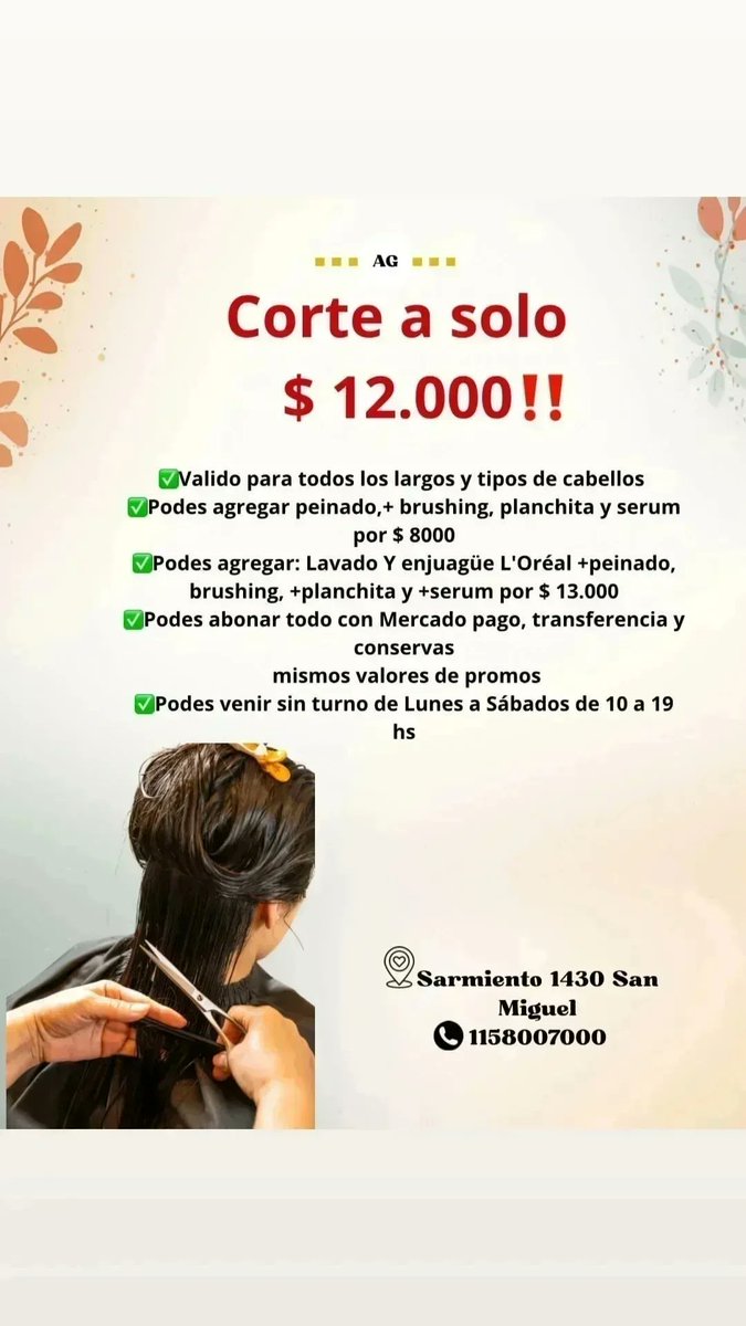 GIARDINOSALON's tweet photo. Nos volvimos locos El Corte a solo $12.000⬇️⬇️⬇️
Cambia tu look vos lo vales♥️
Podes venir SIN TURNO de Lunes a Sábados de 10 a 19 h y podes abonar todo con transferencias y Mercado pago SIN RECARGOS 
☎️11 5800 7000 
☎️11 2861 1704 
A. G. https://t.co/YlFBEDD5X5