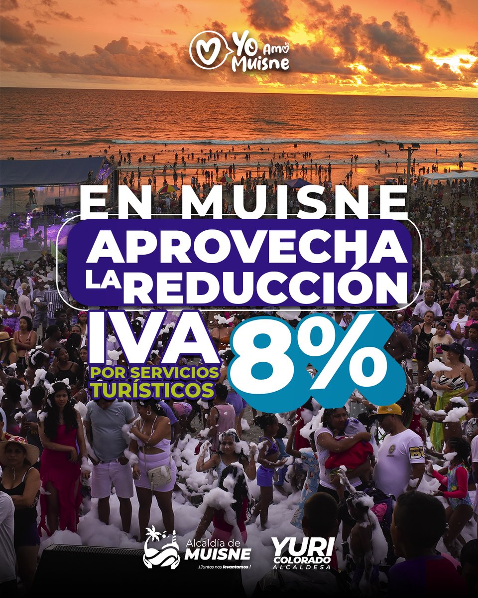 MuisneAlcaldia's tweet image. ¡Ven a Muisne, disfruta, ahorra y celebra el Carnaval! 🌊☀️🎉

Con la reducción del IVA al 8% en servicios turísticos, aprovecha esta gran oportunidad para disfrutar de nuestras playas, deliciosa gastronomía y la alegría incomparable de nuestra gente.

#ColorFest #YoAmoMuisne