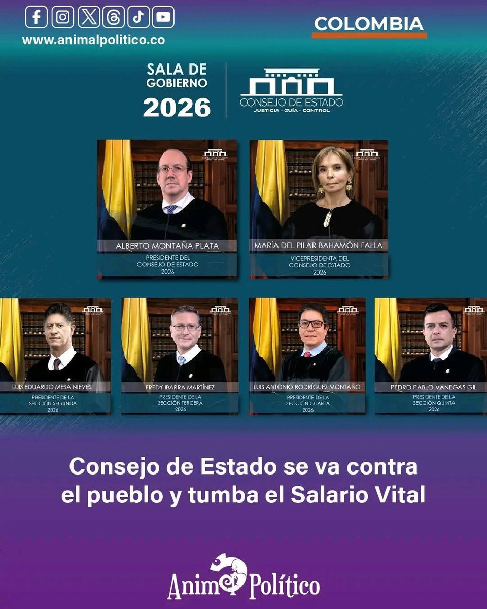 #salariominimo #GustavoPetro #decretos

Los magistrados del <a href="/consejodeestado/">Consejo de Estado</a> que se ganan aproximadamente 55 Millones tumbándole el sueldo a un colombiano de a pie de 2 millones 😆

Con esta medida le dan la presidencia a <a href="/IvanCepedaCast/">Iván Cepeda Castro</a> en primera vuelta 🔪