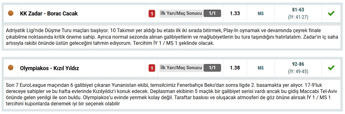* Tutan Kupon Sayısı : 1✅

** EuroLeague 1/1 yorum isabeti.🎯(12.02.2026)
** Adriyatik Ligi Düşme Turu 1/1 yorum isabeti.🎯(12.02.2026)

*** Oran : 3.01. Değerlendirenlere Teşekkürler, Tebrikler.! 💯🙂✅

<a href="/Nesinecom/">Nesine</a> 👏