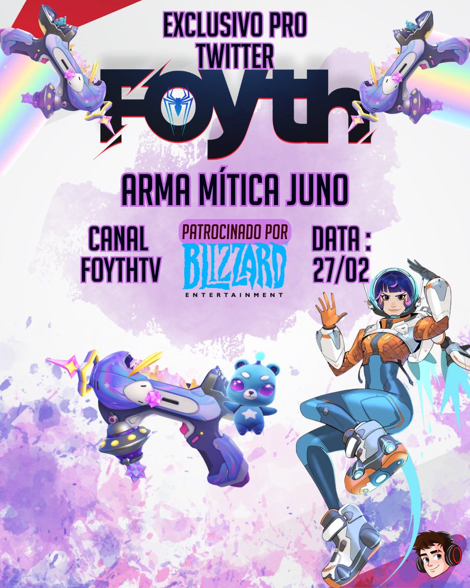 FoythTv's tweet image. 🎁 SORTEIO EXCLUSIVO PRO TWITTER : ARMA MÍTICA JUNO –OVERWATCH

🚨 me seguir
🚨 Rt nesse post
🚨 Marca o Duo
🚨Se me seguir na roxinha = sorte em dobro
Comente aqui qual sua skin favorita da juno! 
Deixem a dm aberta!
Resultado Dia 27/02
Caso o ganhador não apareça até as 15h do…