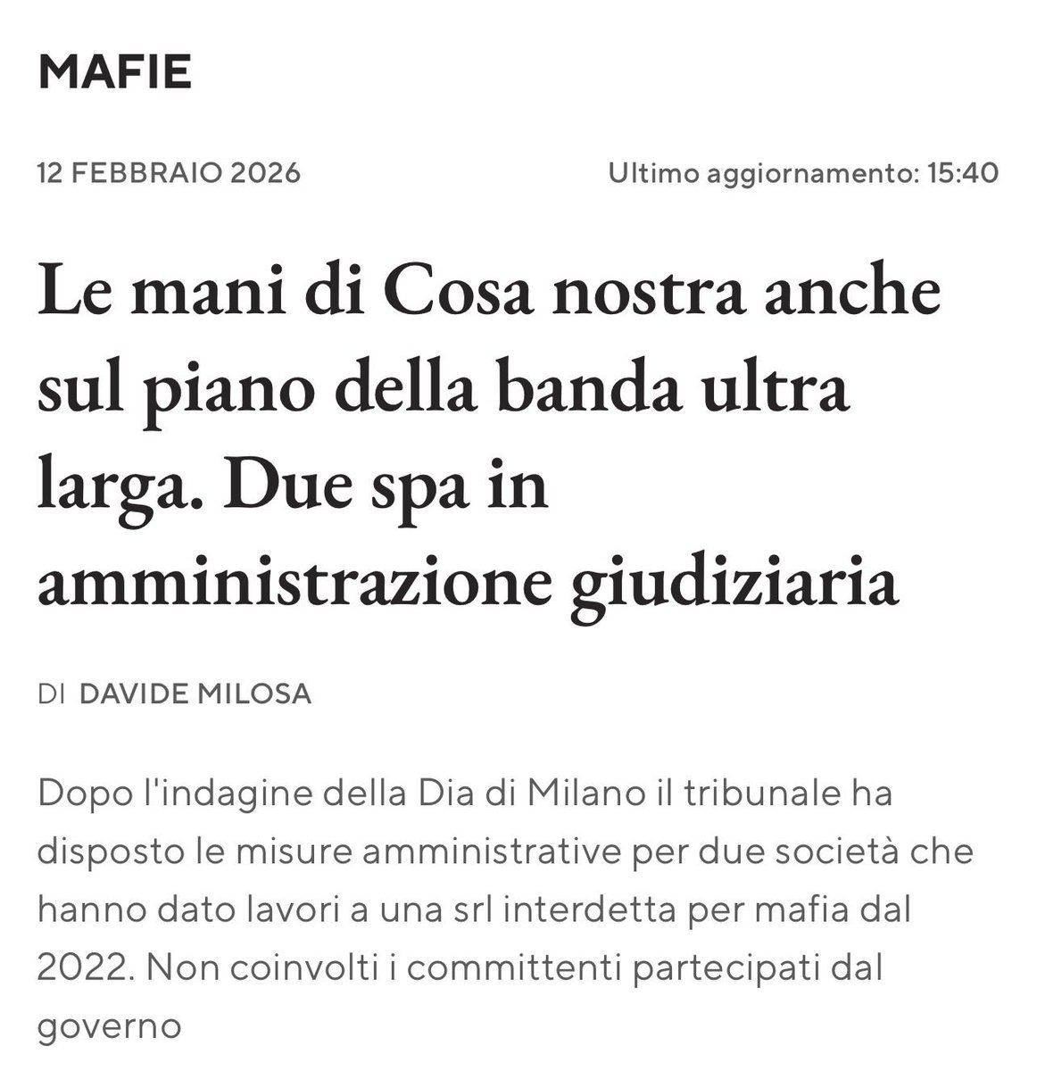andst7's tweet image. Portare fibra in alcune aree era antieconomico e poco logico. Eppure, durante il governo Draghi, fu varato un piano che prevedeva di scavare ovunque. La fibra non è arrivata: in compenso sono arrivati ritardi e costi extra. 

Se vi chiedete perché hanno escluso Starlink..