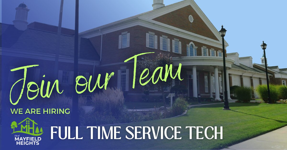 Join Our Team! 
Full-time Service Tech position in the Service Department. See details at …ayfieldheightsoh.munisselfservice.com/ess/employment…