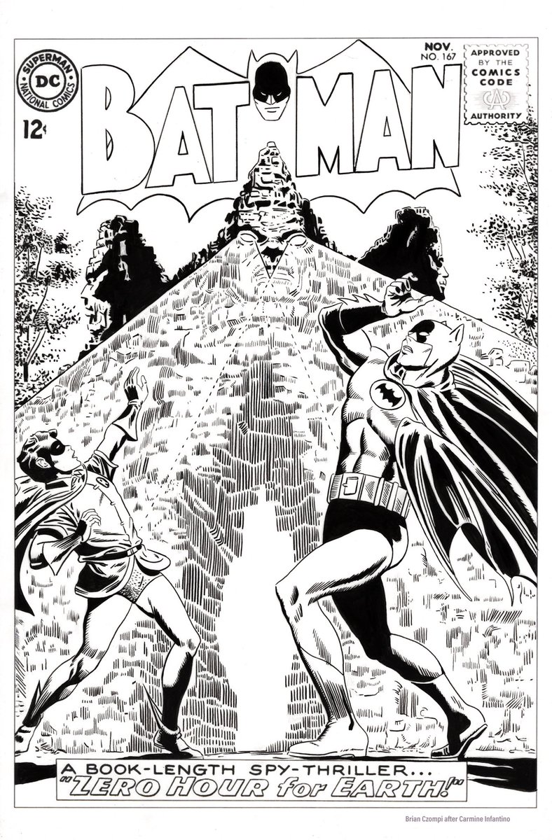 New art commission completed: Cover recreation of Batman #167, based on the artwork by Carmine Infantino and Murphy Anderson.

11X17” vellum Bristol, ink brush.
#Batman #silveragecomics #dccomics