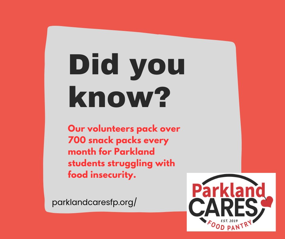 ❤️ Making a Difference, One Snack at a Time ❤️
Our volunteers pack 700+ snack packs each month for Parkland students – over 5,600 a school year! Every pack helps kids thrive and shows the power of our caring community.

#CommunityHelpingCommunity #ParklandCARES #CARESforCommunity