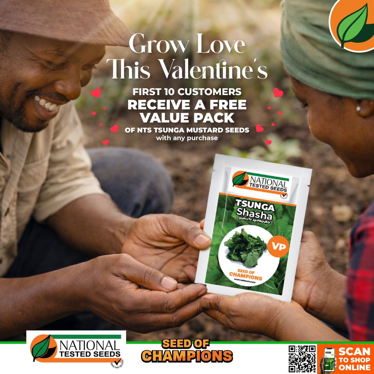 farmshopZW's tweet image. 💚 Grow love. Grow together.

This Valentine’s Day, the first 10 customers in FarmShop stores receive a FREE VP of NTS Tsunga Mustard Seeds with any purchase.

📍 Visit your nearest FarmShop
🛒 natseeds.co.zw/farmshop

#StayAhead #ShamwariYeHurudza #FarmShop