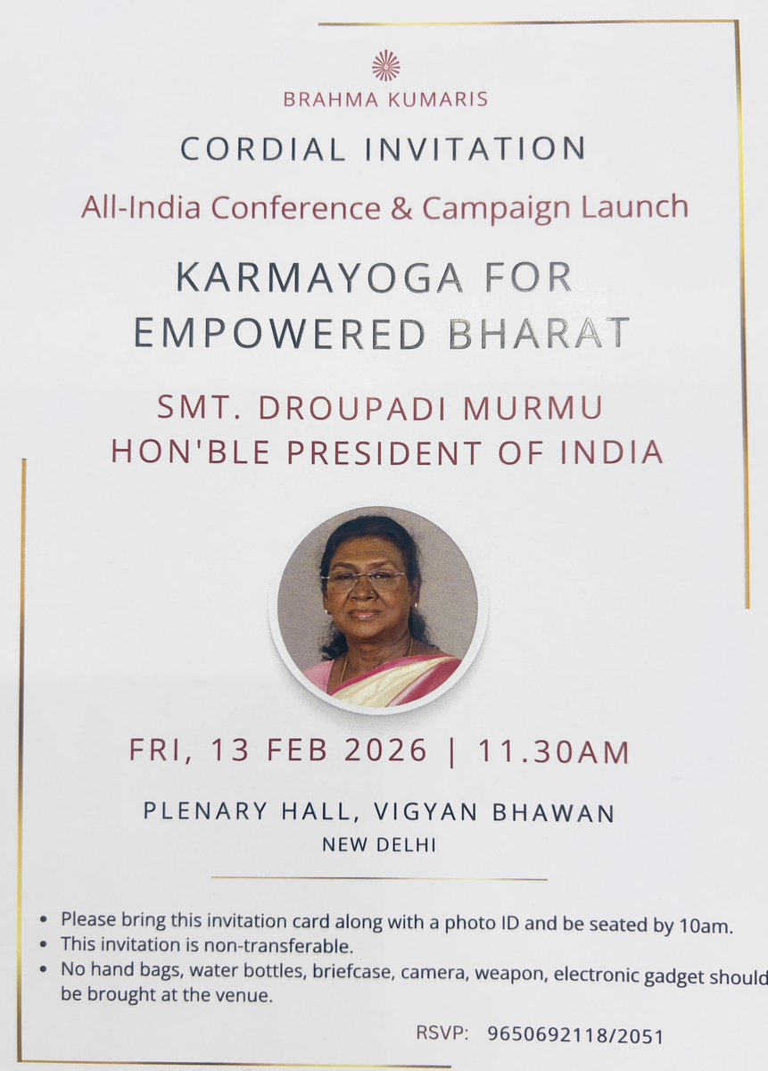 PriyaRahul_2020's tweet photo. Was an honour to be a guest speaker at #MediaConference of @BrahmaKumaris #KarmaYogi sharing my views on #Media Mental Health. Event inaugurated by Honble #PresidentofIndia @rashtrapatibhvn 
@prpoint 
@ani_digital 
@PTI_News https://t.co/reUQO3hks3