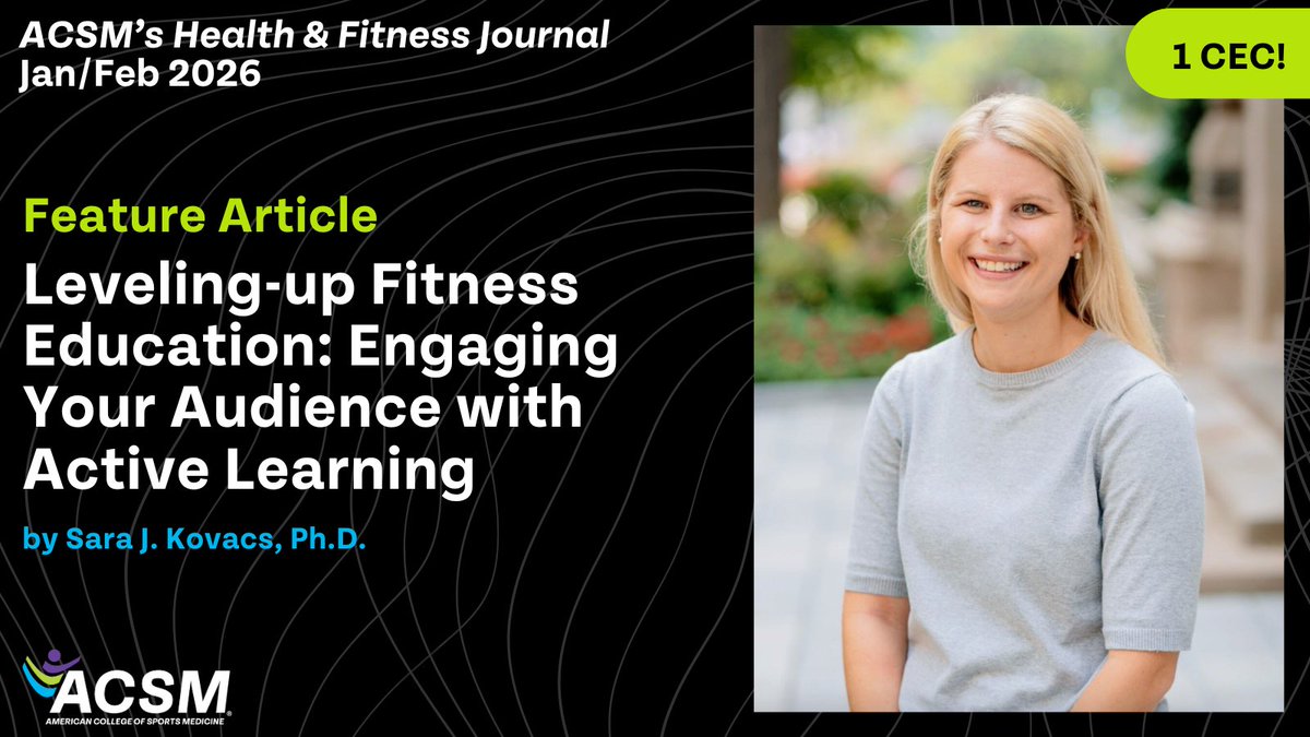 HFJonline's tweet photo. 📣 Attention educators! 

In the latest issue of the ACSM's Health &amp; Fitness Journal, Sara J. Kovacs, Ph.D. breaks down how to use active learning to step up health and fitness education 💪📚

📖Read it here and take the quiz to earn 1 CEC!
https://t.co/ObtEZXXZ2X https://t.co/HA6LkXS3s1