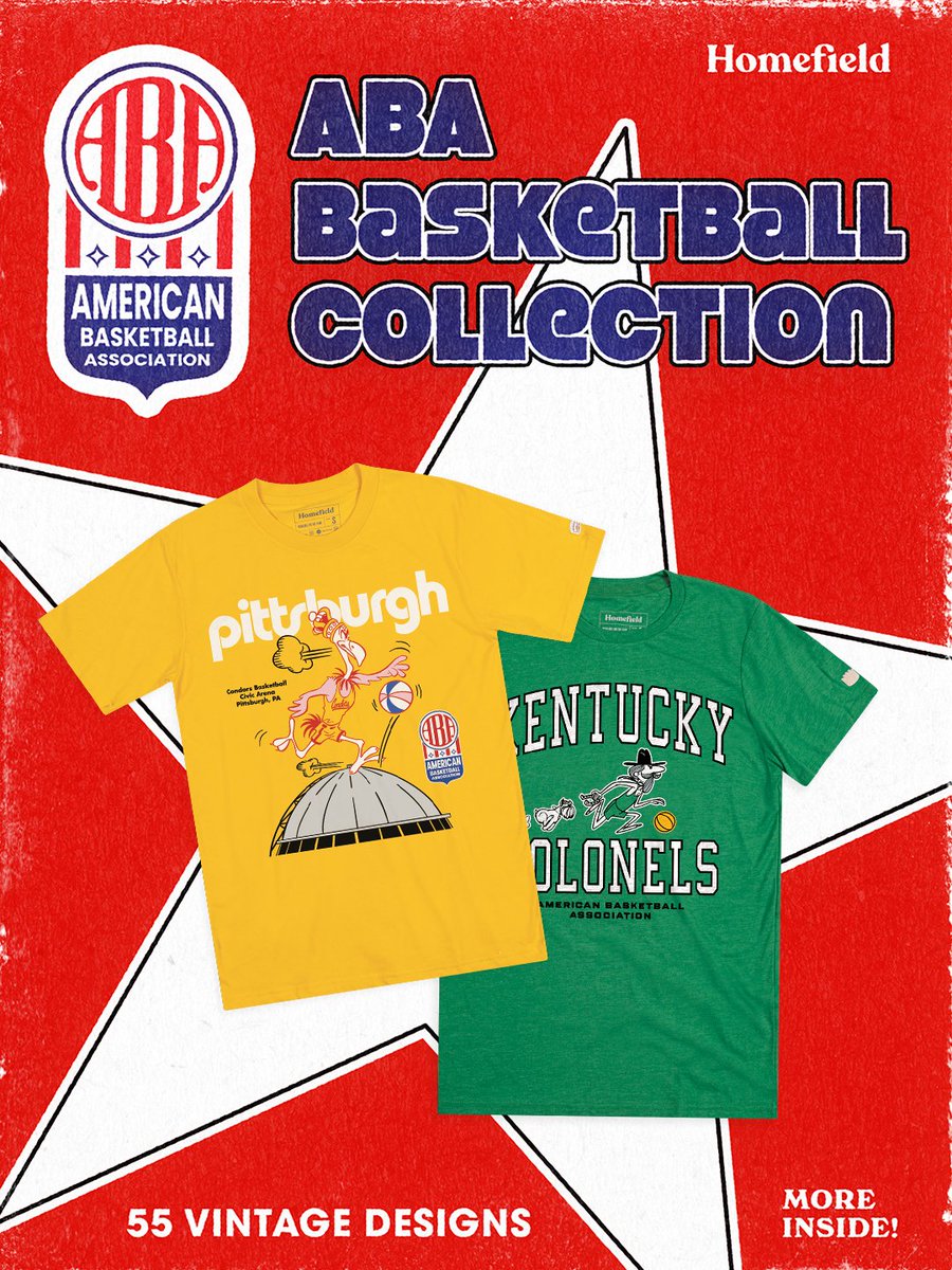 HomefieldApparl's tweet image. Our ABA Collection is here!

Featuring designs from one of the most influential chapters in basketball history 🧵⬇️

homefieldapparel.com/collections/am…