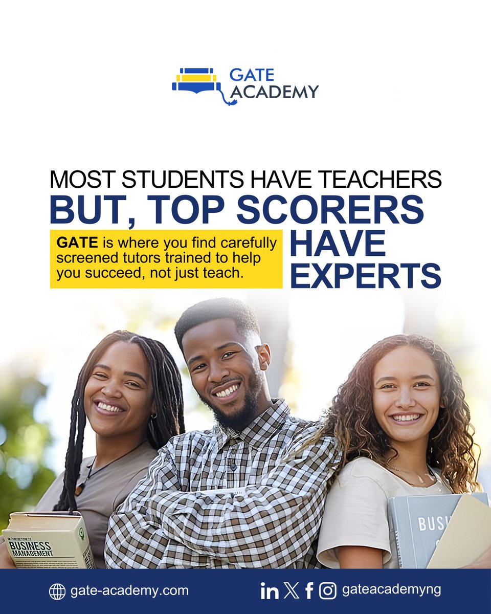 gateacademyng's tweet photo. Our tutors are not just teachers, they are carefully selected experts trained to help you succeed. 

 With GATE tutors, there's no exam anxiety and no “ I don't like this subject”.

Ready to study smarter? 
Visit our website https://t.co/9ys3rjnPzl to book a tutor today. https://t.co/glhDLshEW1