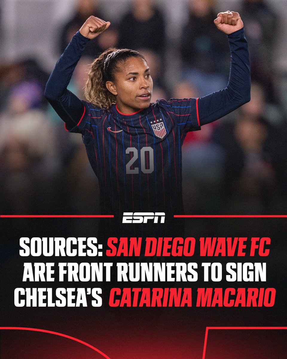 Breaking: San Diego Wave FC are the current front-runners to sign Chelsea forward Catarina Macario, multiple sources have told ESPN.

A deal is not yet signed, sources emphasized, but San Diego is in advanced negotiations to acquire the U.S. international, who will soon be out of