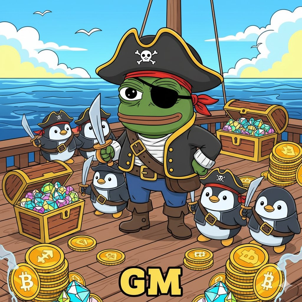 Web3Degen0's tweet photo. GM crew! π΄ββ οΈπΈπ§
Pepe captain & Pengu squad reporting for duty
Drop GM or your pirate emoji below β follow back incoming! π’π°
Letβs raid the meme seas today! π
#MemeCommunityX #GM #MemeVibes https://t.co/ukOwuSkd00