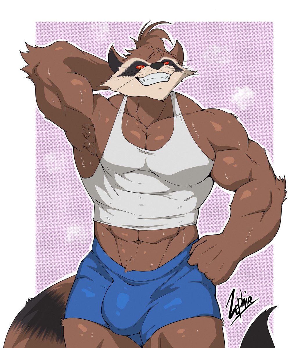 ZephirProudhon's tweet image. Tight clothes are annoying when you sweat so much, but hey, it still makes you look good, so it’s always worth it :3

Inspired by Tanktop Rocket Raccoon because of course x3