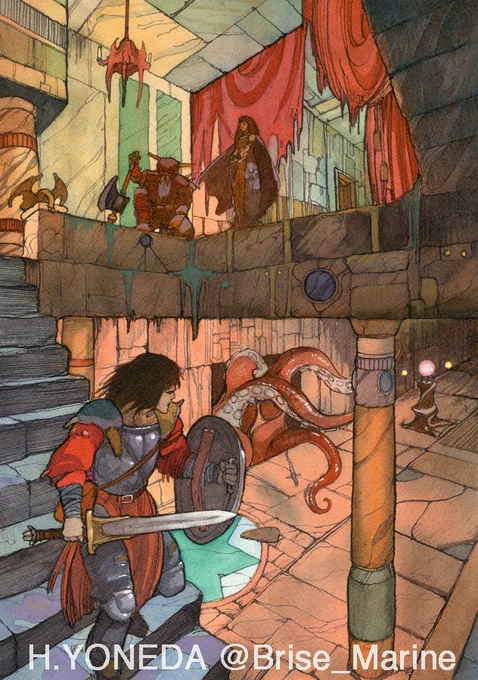 SORCERIAN: Concept Art ソーサリアン イメージイラスト この絵はパースで苦労した記憶があります。 I remember struggling with the perspective of this painting.