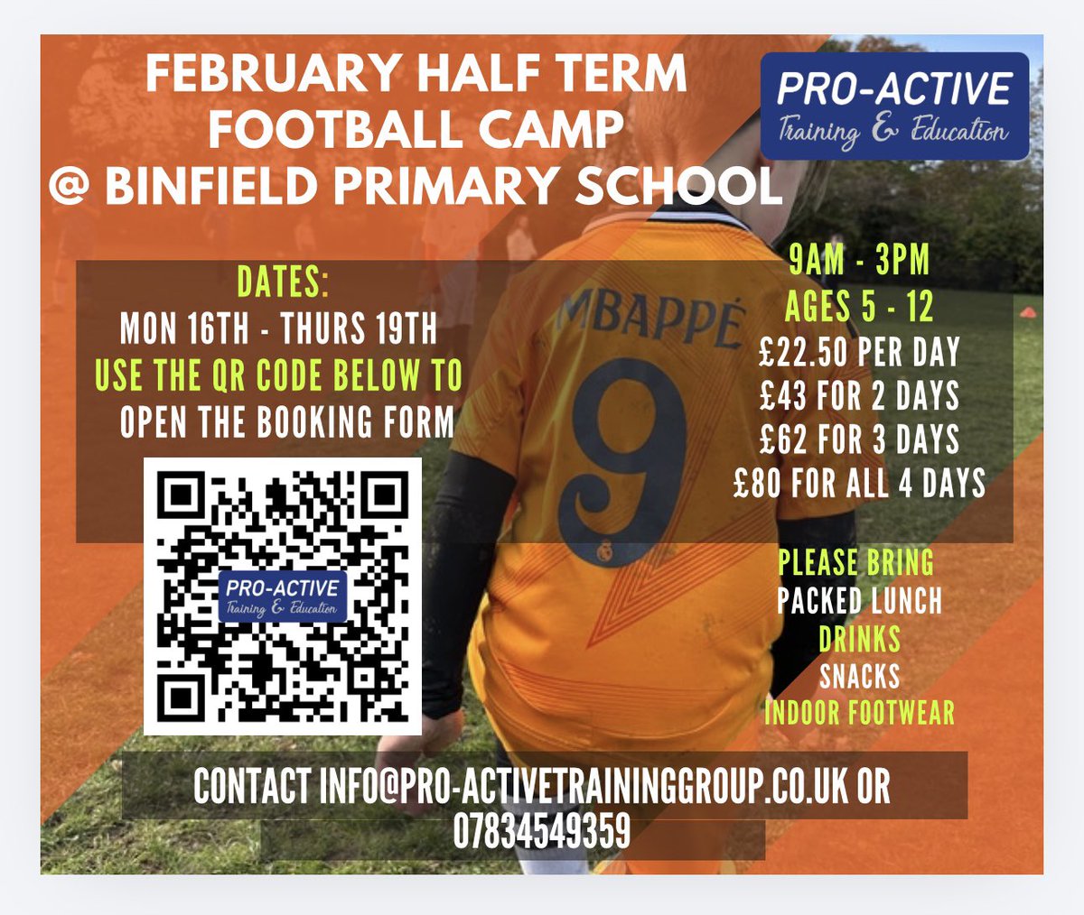 Last few days to book before we kick off at #BinfieldSchool ⚽️