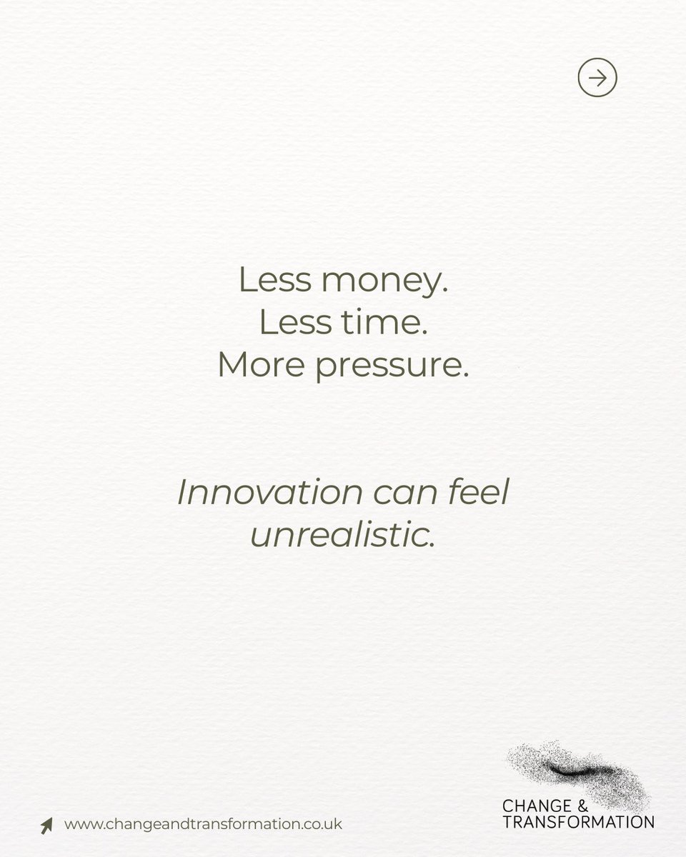 ChangeTransform's tweet photo. Innovation under constraint: what actually helps teams think

#Innovation #Constraint #Reflect #Teams #Leaders https://t.co/nNzauAwDOu