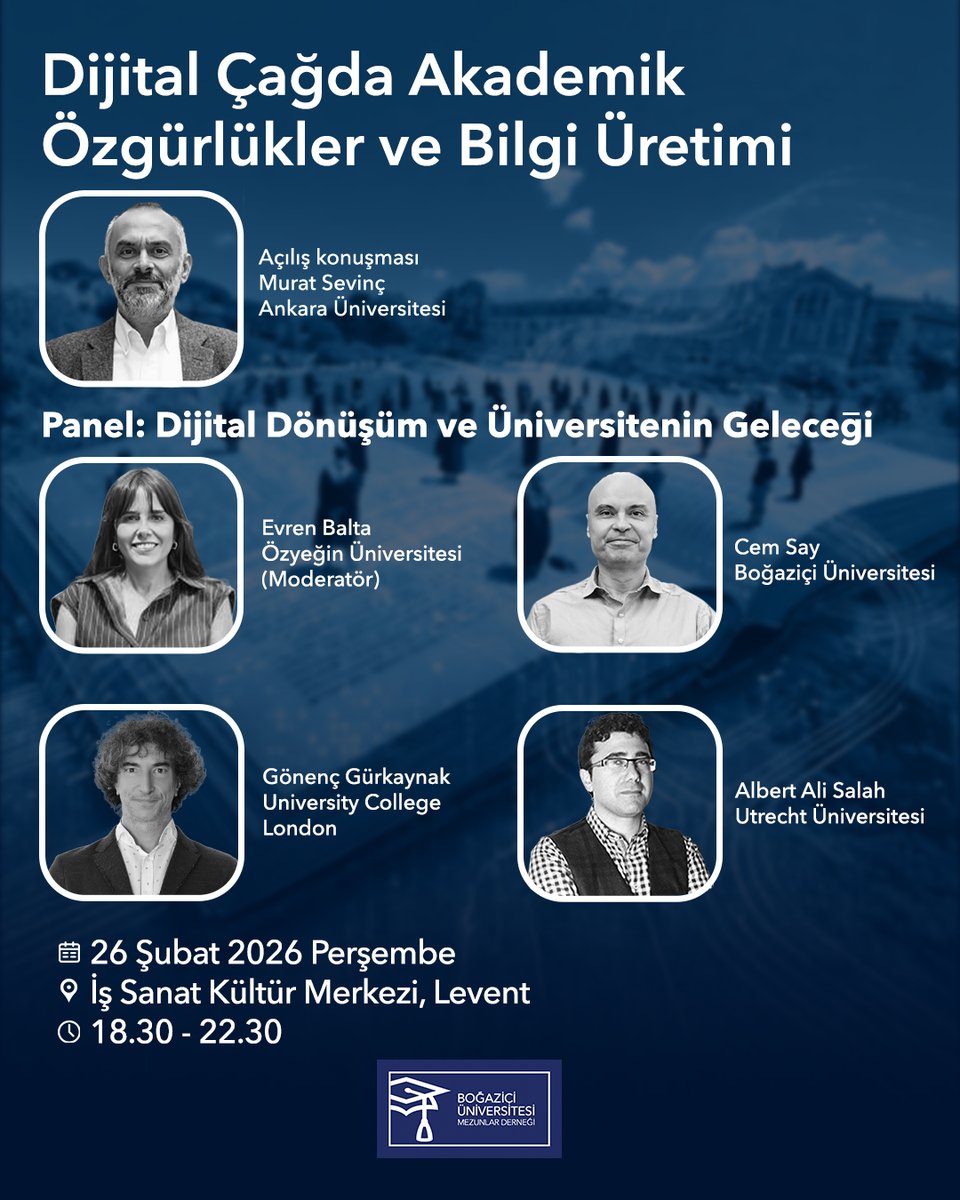 BÜMED ve Boğaziçi Üniversitesi Akademisyenleri’nin ev sahipliğinde gerçekleştireceğimiz "Dijital Çağda Akademik Özgürlükler ve Bilgi Üretimi" buluşmasında, alanlarında önemli çalışmaları bulunan akademisyenler ve uzmanlarla bir araya geliyoruz.
Açılış konuşmasında, Ankara