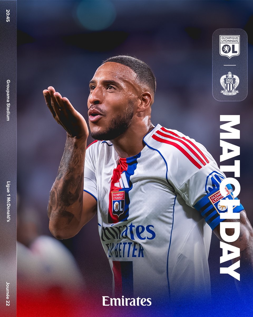 OL's tweet photo. 🔴 𝗝𝗢𝗨𝗥 𝗗𝗘 𝗠𝗔𝗧𝗖𝗛 🔵

⚽ #OLOGCN
📆 J22 @Ligue1
⌚ 20:45
🏟 @GroupamaStadium
📺 @ligue1plus

▶ Avant-Match et live audio gratuit dès 20:15 sur @OLPLAY_Officiel et YouTube

Allez les Gones ! 🦁🔴🔵 https://t.co/Tp6dLsOP2T